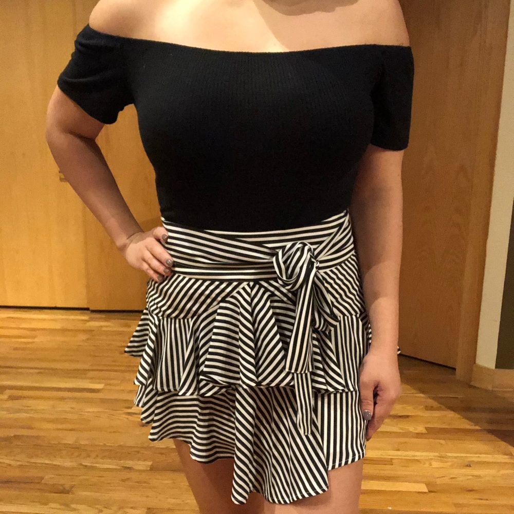 Striped Ruffle Skirt